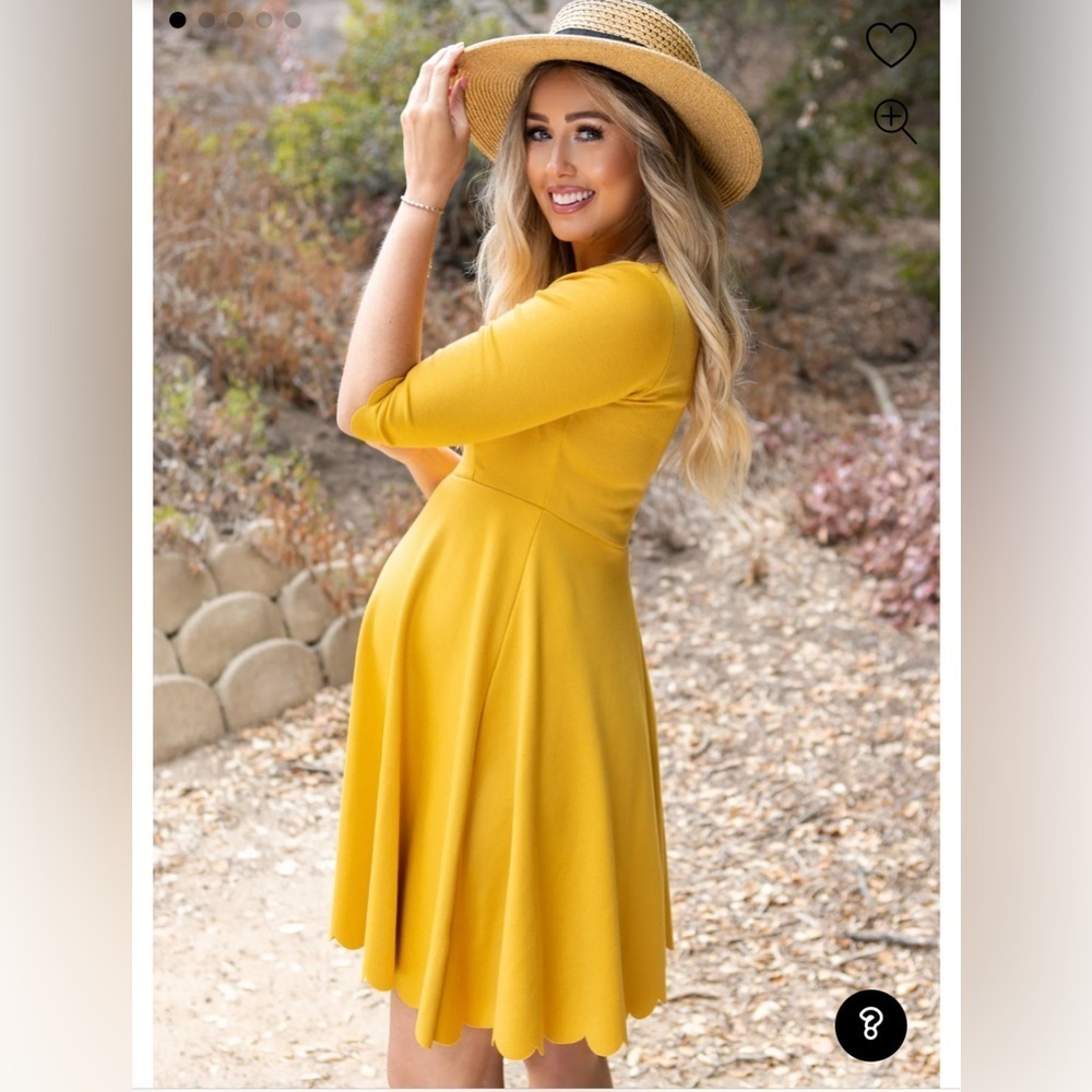 Pinkblush Mustard Long Sleeve Dress
